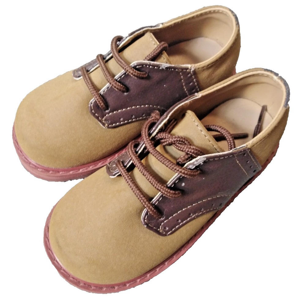 Trimfoot Baby Shoes Size 7 Brown Suede Man-Made Upper Infant Soft Walking